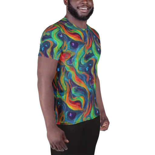 Firewater Swirl on a Men's Athletic T-Shirt