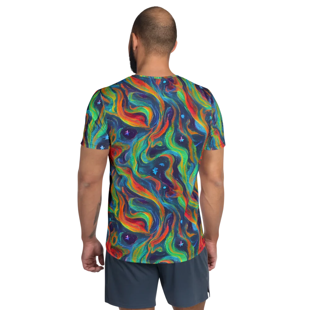 Firewater Swirl on Men's Athletic T-Shirt — Back