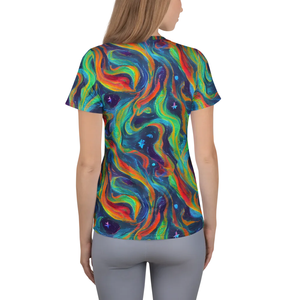 Firewater Swirl on Women's Athletic T-Shirt — Back