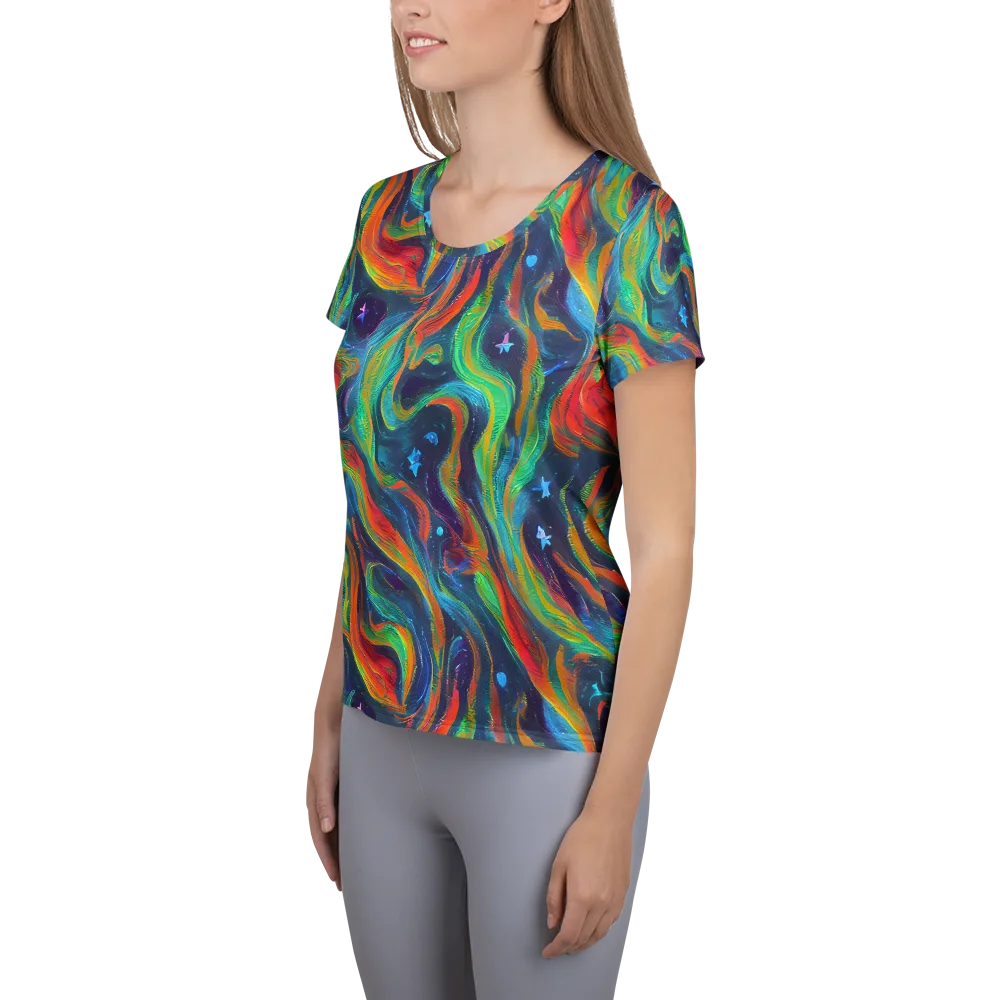 Firewater Swirl on Women's Athletic T-Shirt — Left