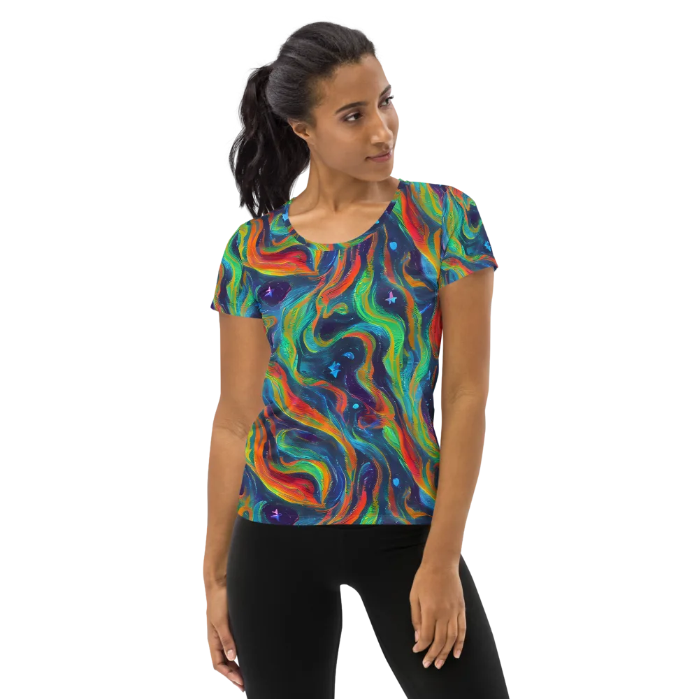 Firewater Swirl on Women's Athletic T-Shirt — Front