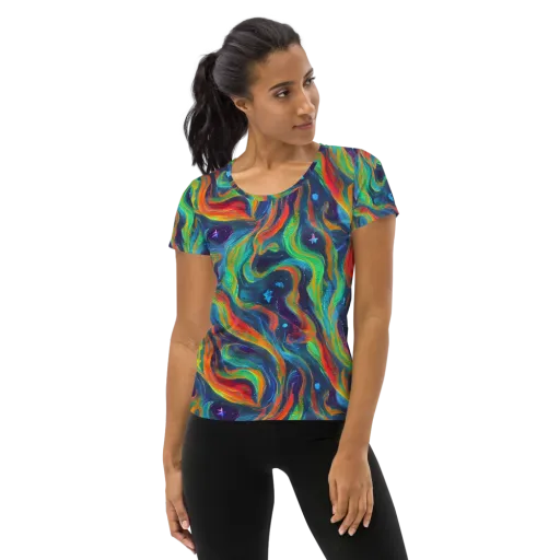 Firewater Swirl on a Women's Athletic T-Shirt