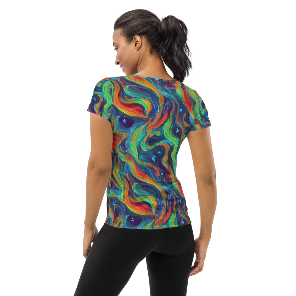 Firewater Swirl on Women's Athletic T-Shirt — Back