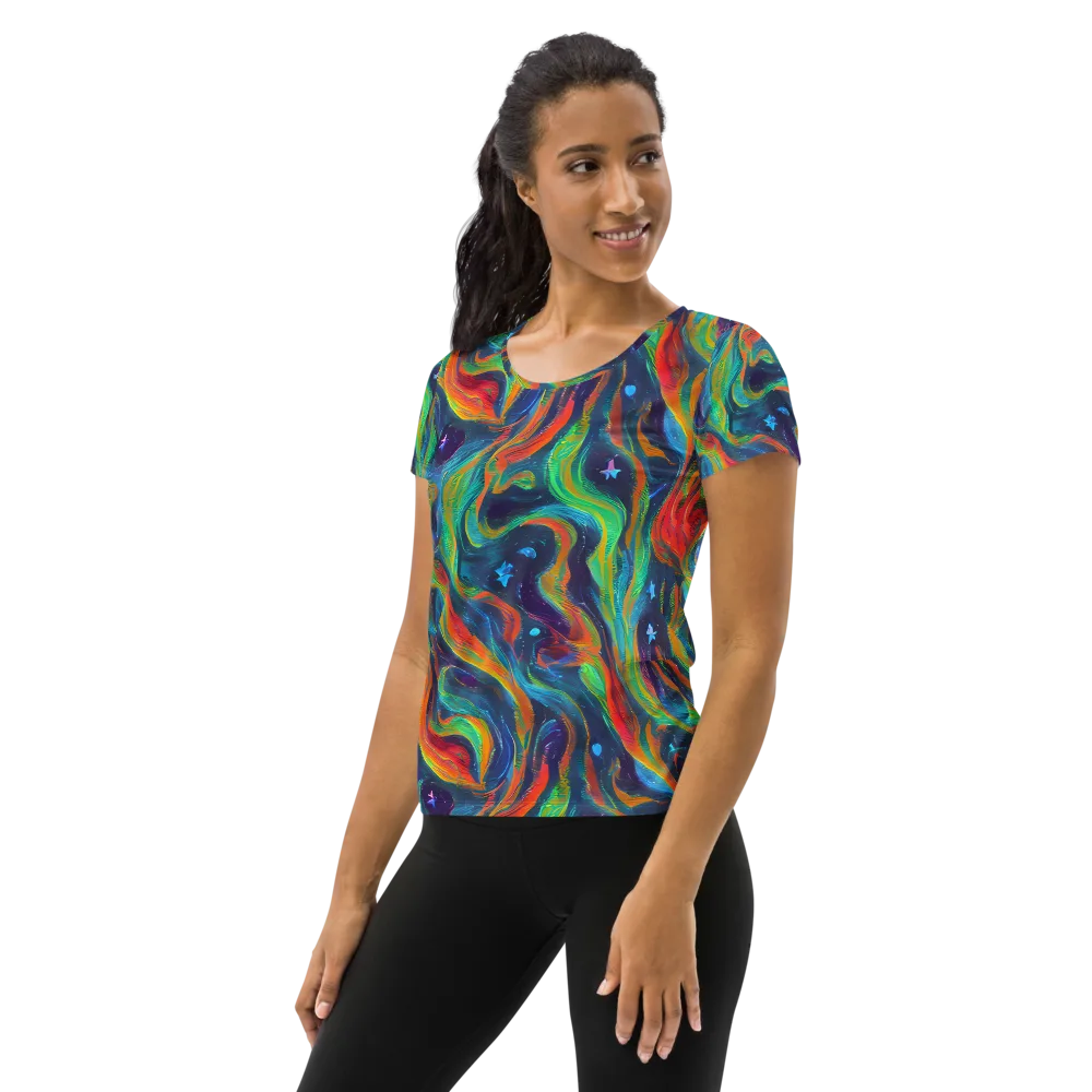 Firewater Swirl on Women's Athletic T-Shirt — Left