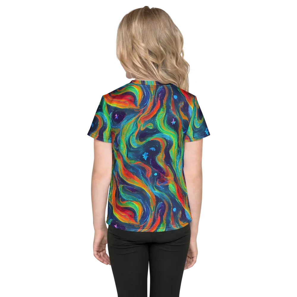 Firewater Swirl on Kids Crew Neck T-Shirt — Back