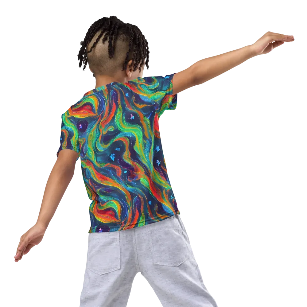 Firewater Swirl on Kids Crew Neck T-Shirt — Back