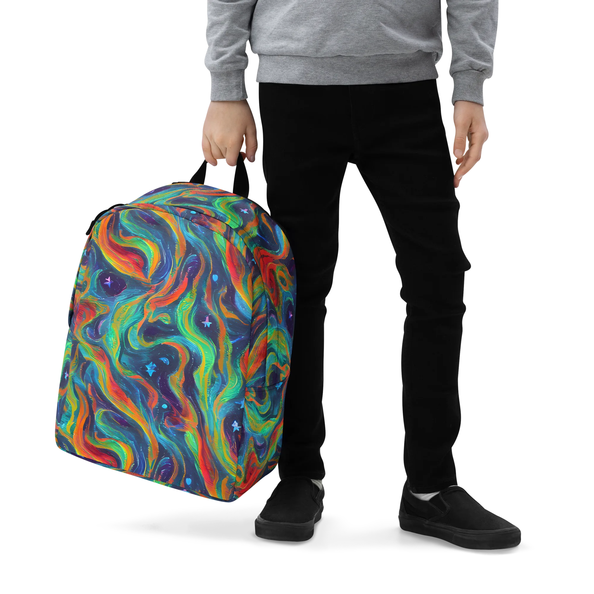 Firewater Swirl on Minimalist Backpack — Zoomed-in