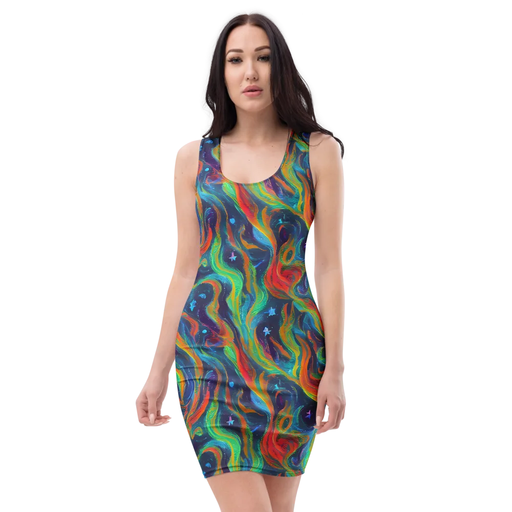 Firewater Swirl on Bodycon Dress — Front