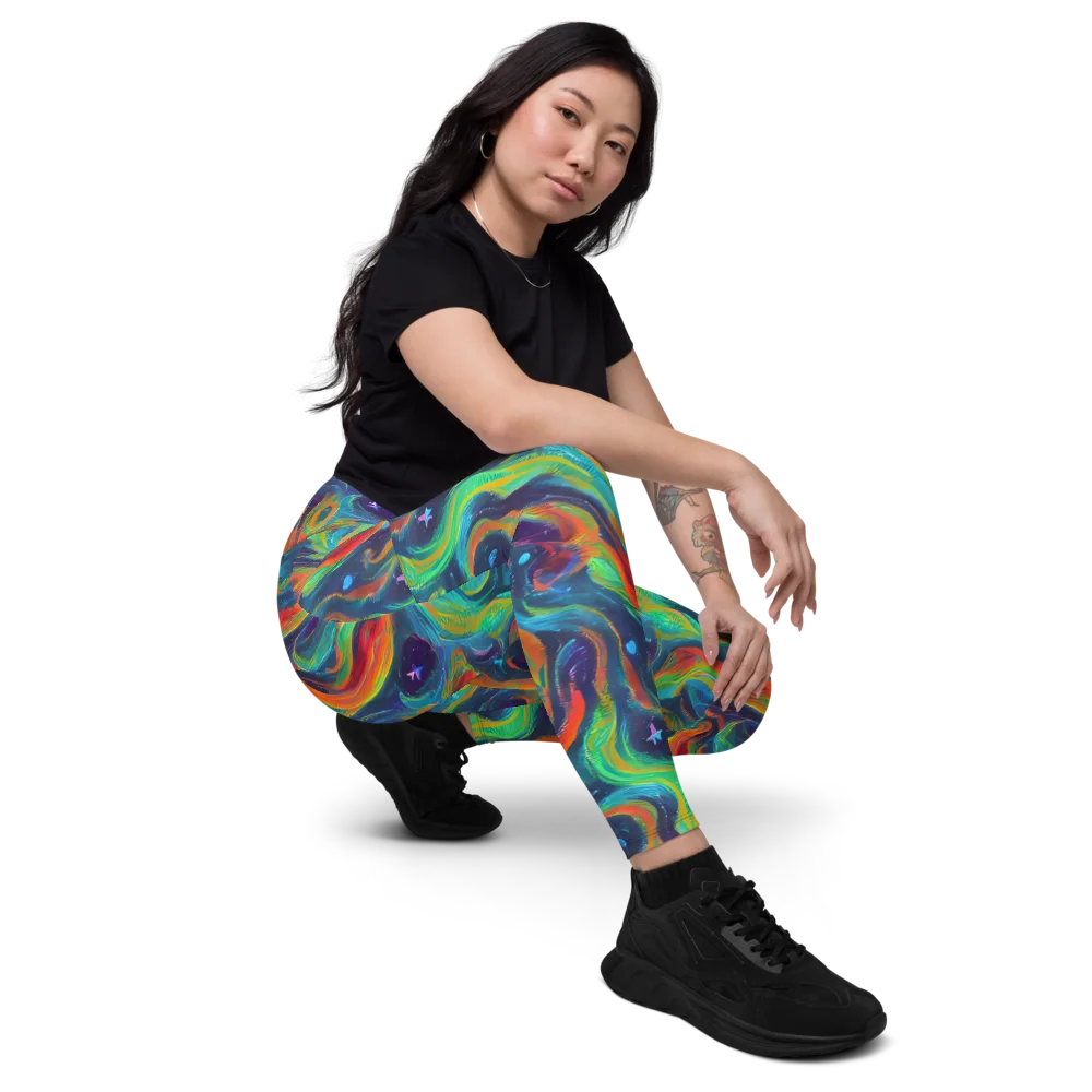 Firewater Swirl on Leggings with Pockets — Right Front