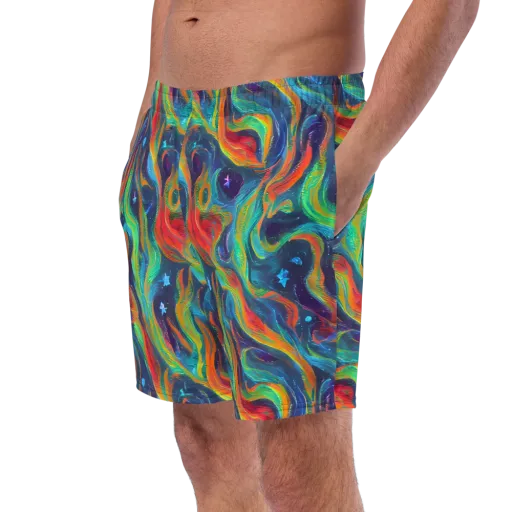 Firewater Swirl on a Swim Trunks