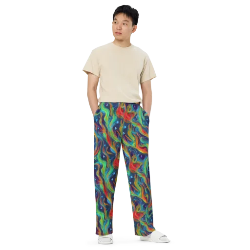 Firewater Swirl on a Wide-Leg Pants