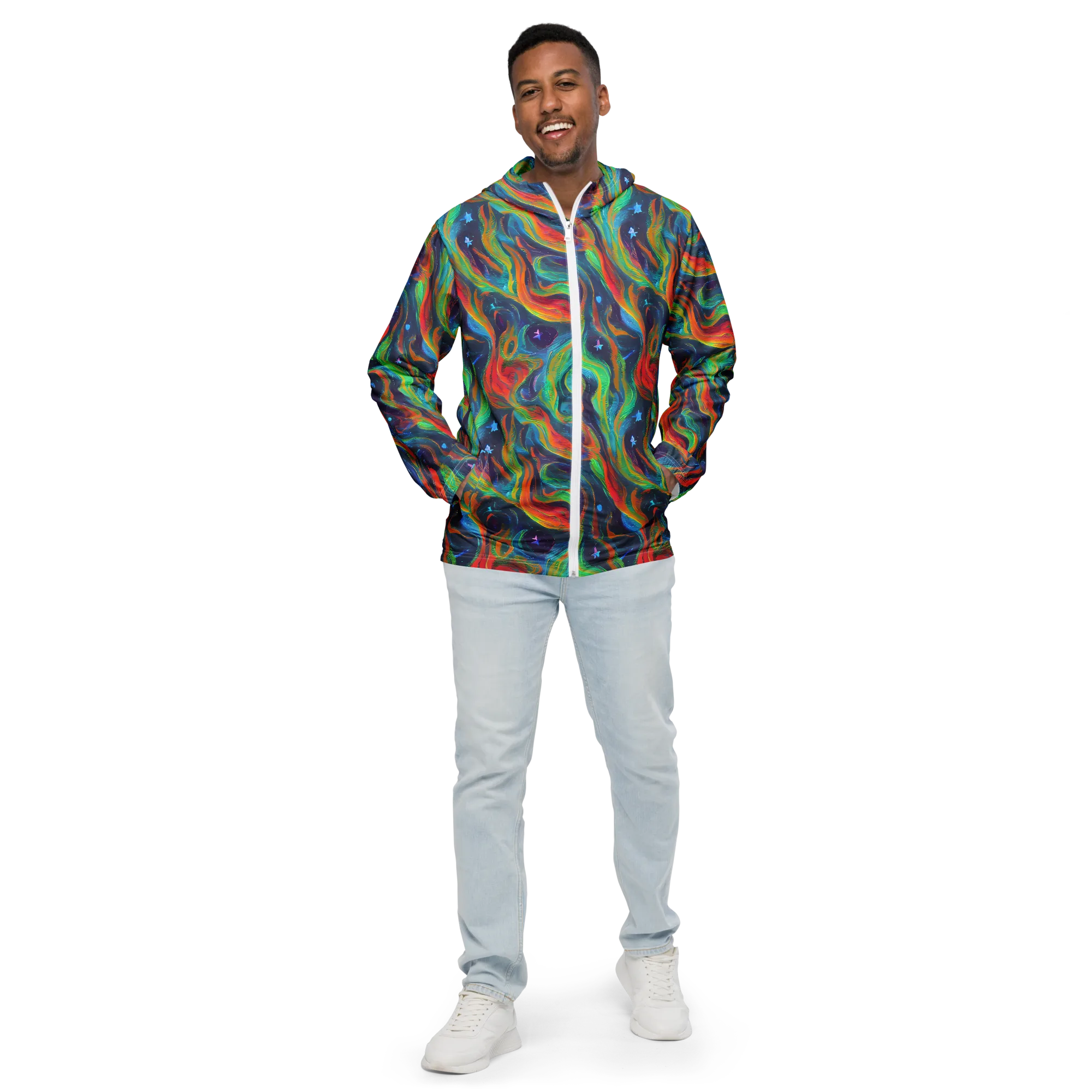 Firewater Swirl on Men's Windbreaker — Front