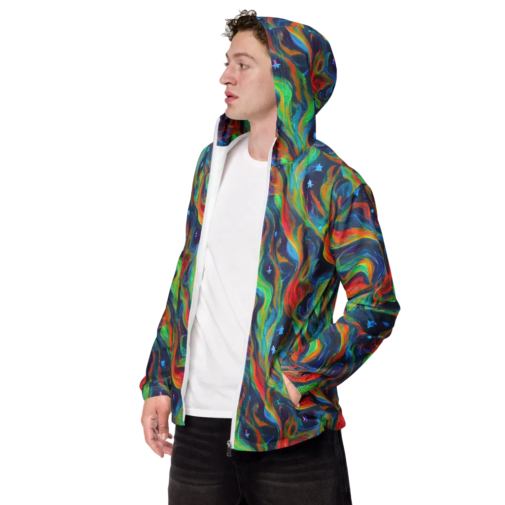 Firewater Swirl on Men's Windbreaker — Left Front