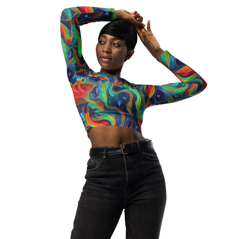 Firewater Swirl on Long Sleeve Crop Top — Front