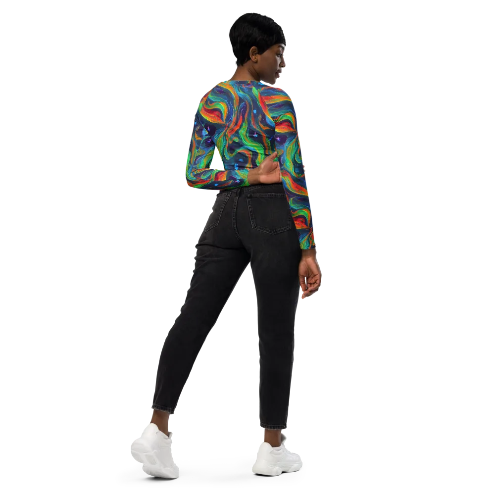 Firewater Swirl on Long Sleeve Crop Top — Right Back