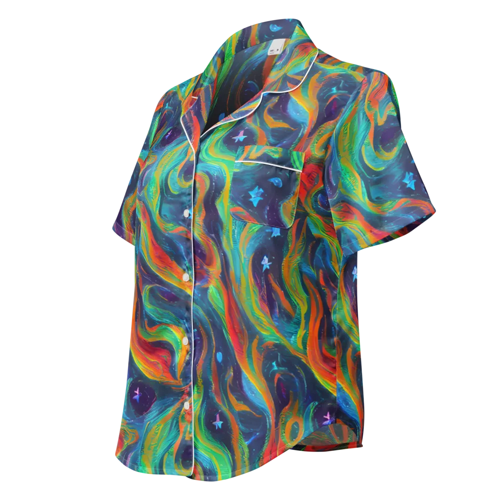 Firewater Swirl on Women's Short Sleeve Pajama Top — Left Front