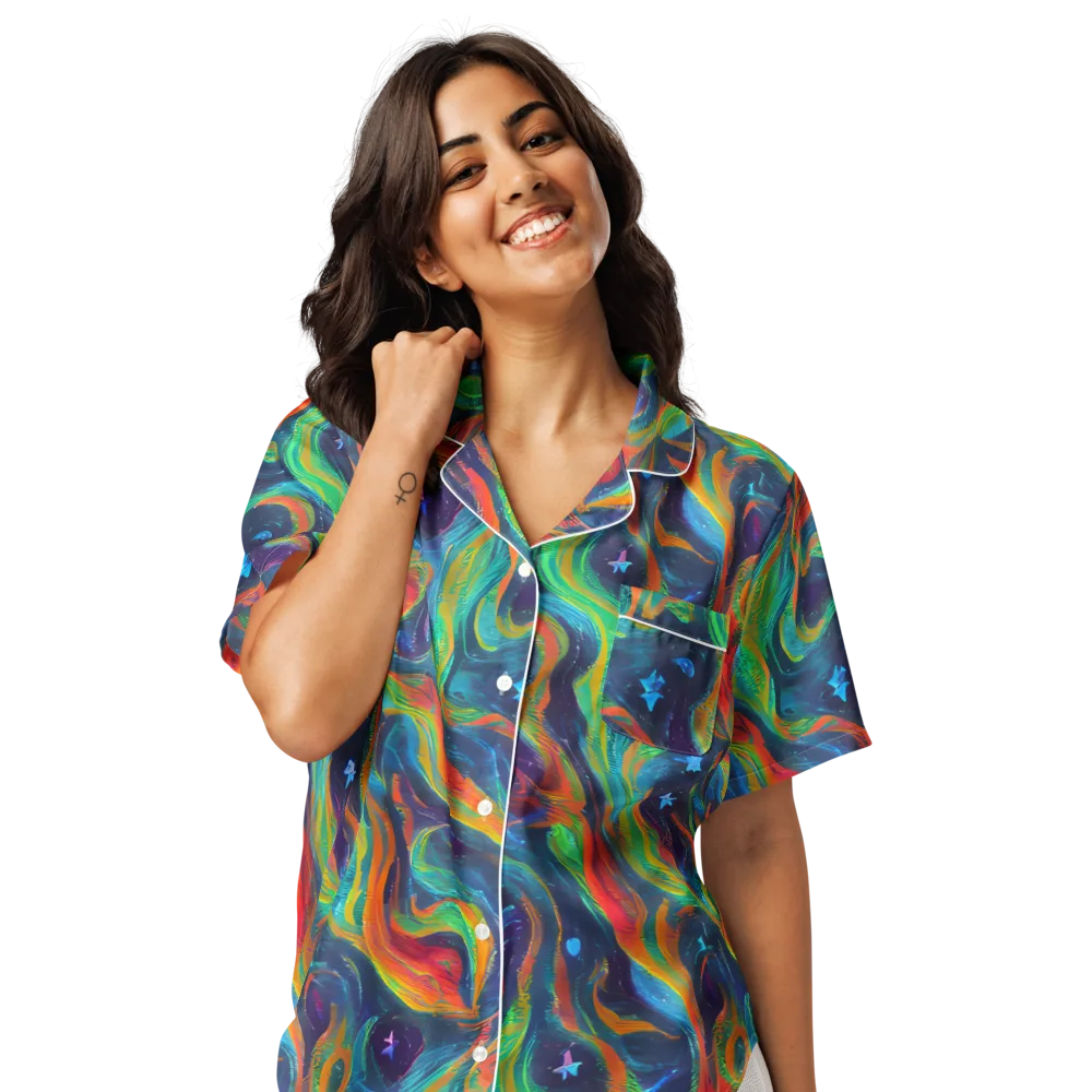 Firewater Swirl on Women's Short Sleeve Pajama Top — Front
