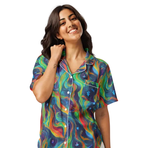 Firewater Swirl on a Women's Short Sleeve Pajama Top