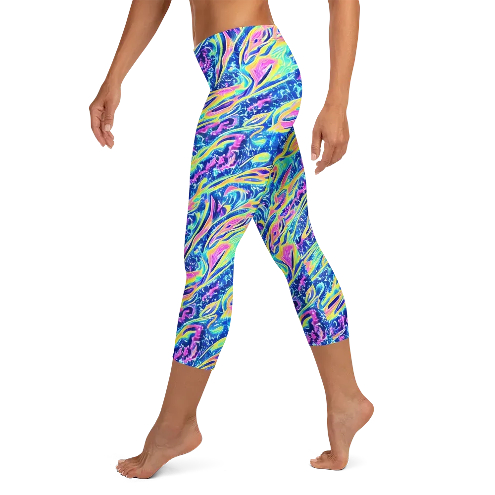 Luminous Rapids on Capri Leggings — Left