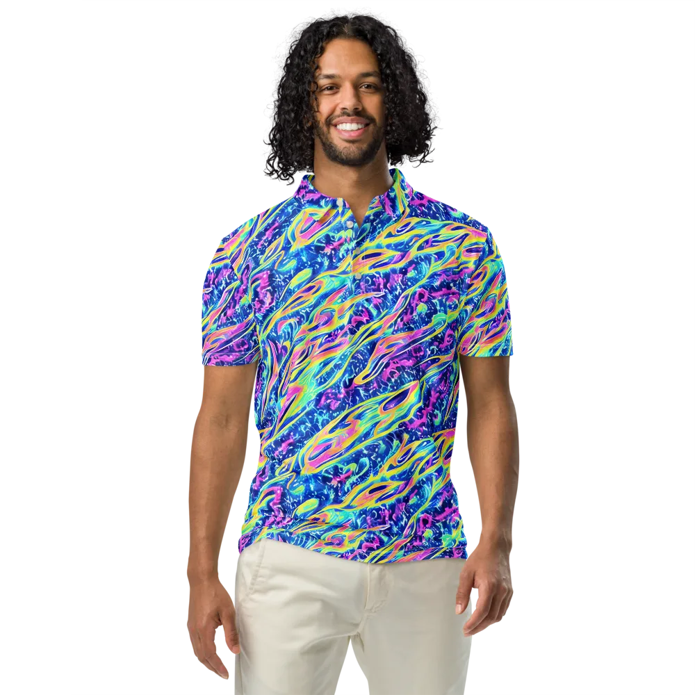 Luminous Rapids on Men's Slim Fit Polo Shirt — Front