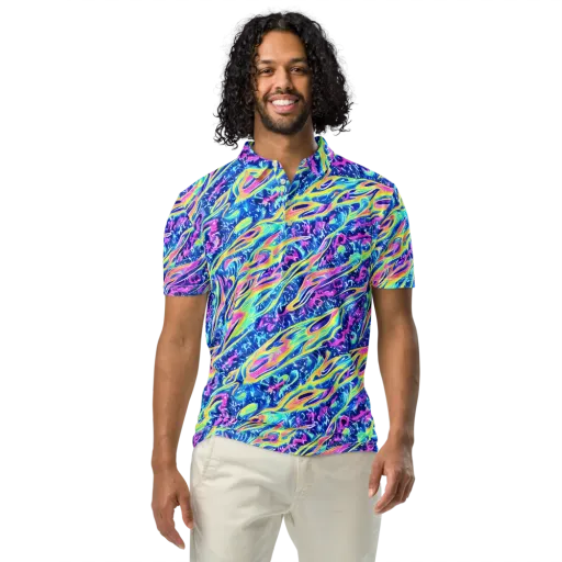 Luminous Rapids on a Men's Slim Fit Polo Shirt