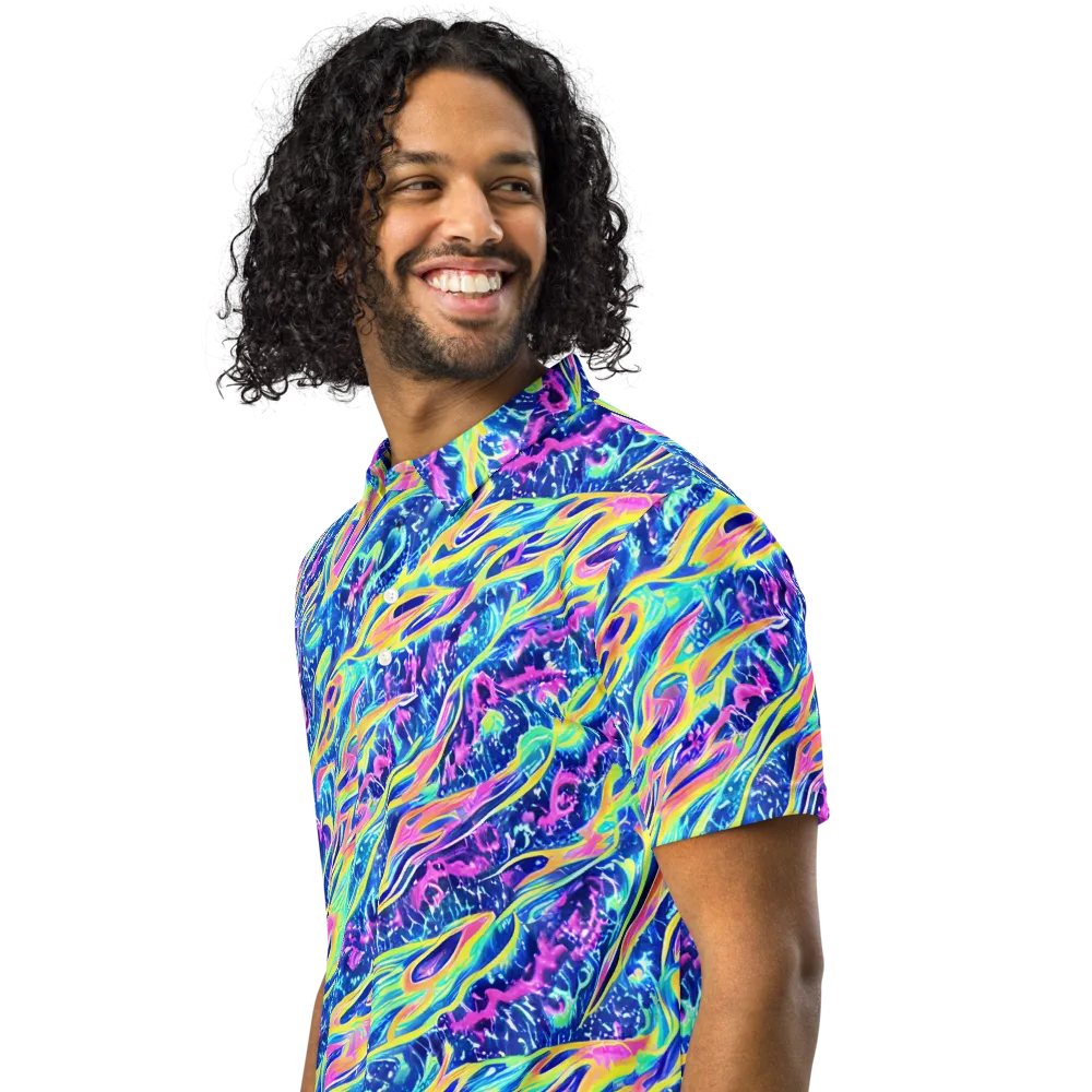 Luminous Rapids on Men's Slim Fit Polo Shirt — Left Front