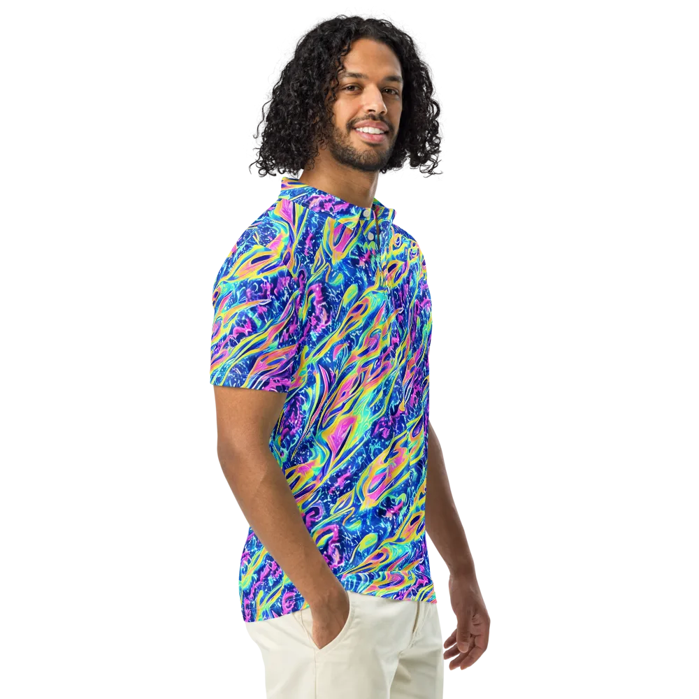 Luminous Rapids on Men's Slim Fit Polo Shirt — Right Front