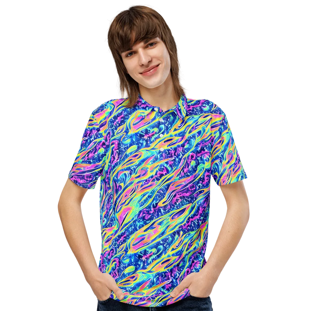 Luminous Rapids on Men's Slim Fit Polo Shirt — Front