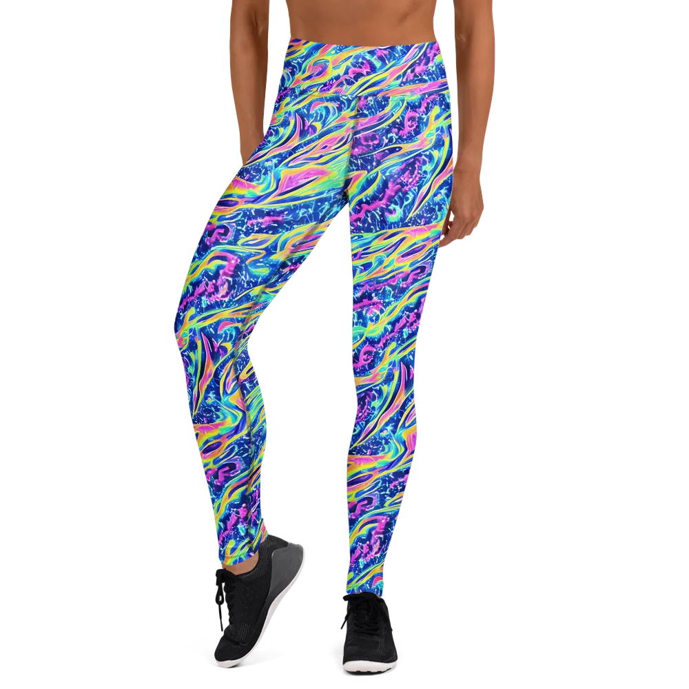 Luminous Rapids on Yoga Leggings — Front