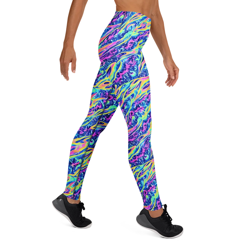 Luminous Rapids on Yoga Leggings — Right