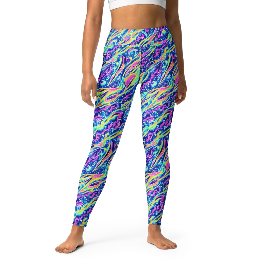 Luminous Rapids on Yoga Leggings — Front