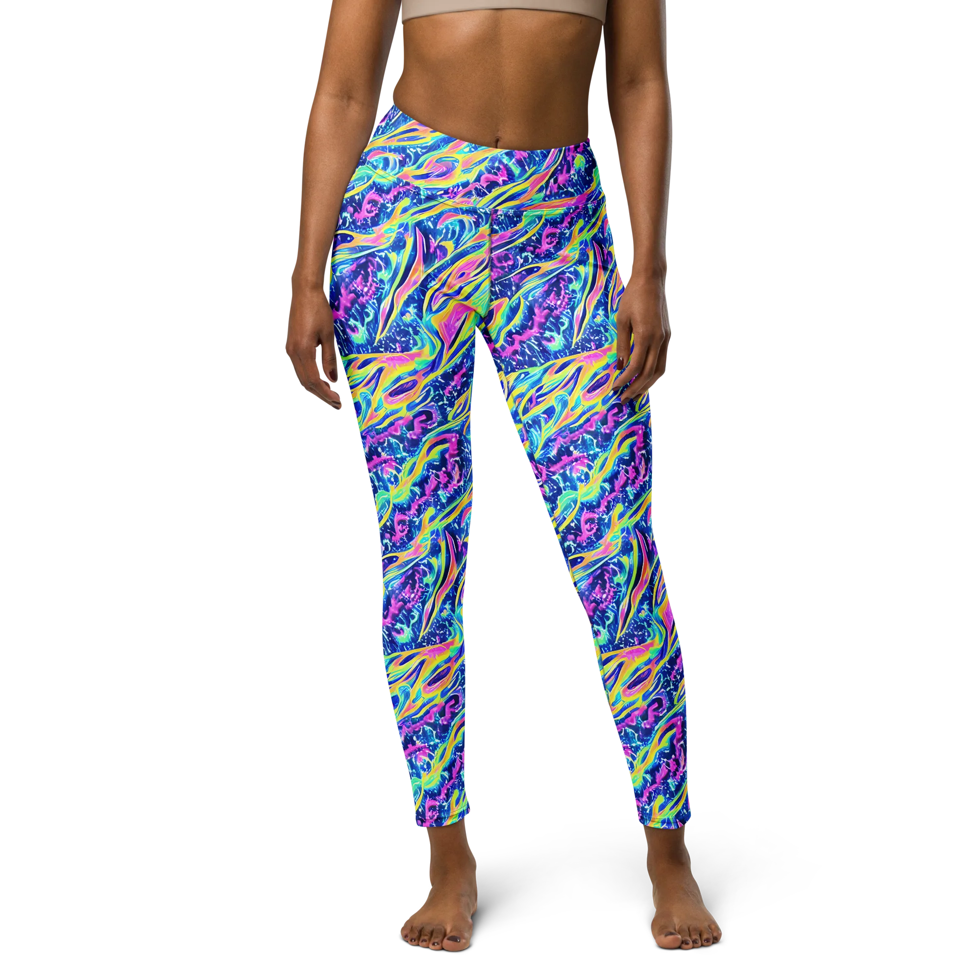 Luminous Rapids on Yoga Leggings — Front