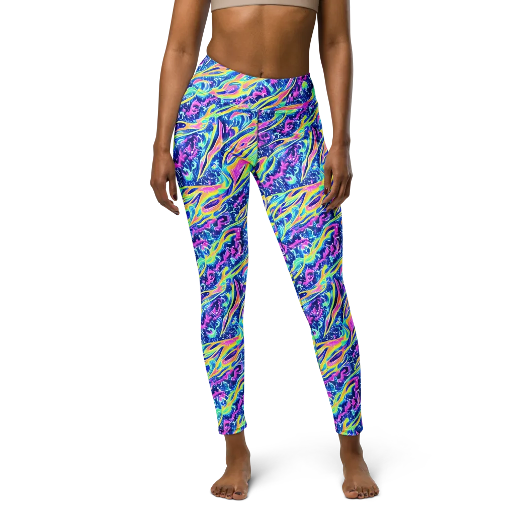 Luminous Rapids on Yoga Leggings — Front