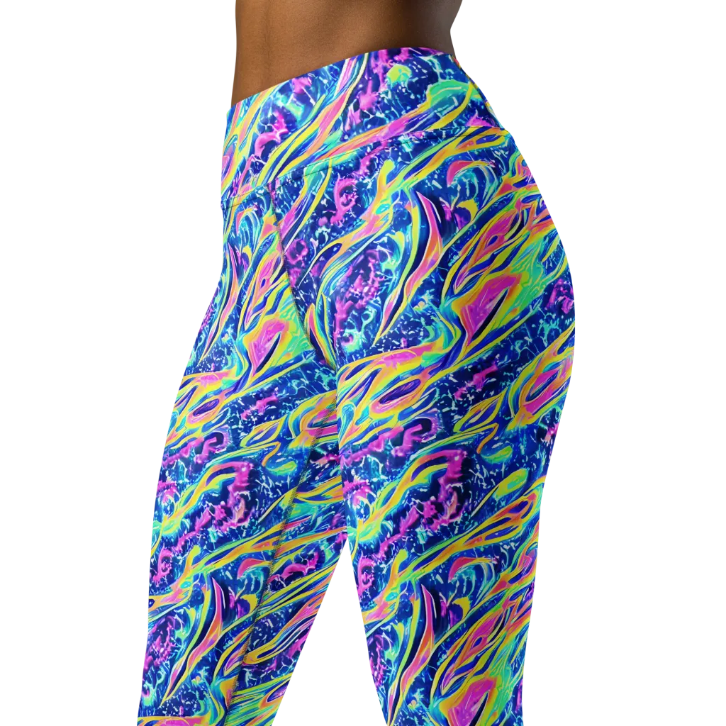 Luminous Rapids on Yoga Leggings — Left Front