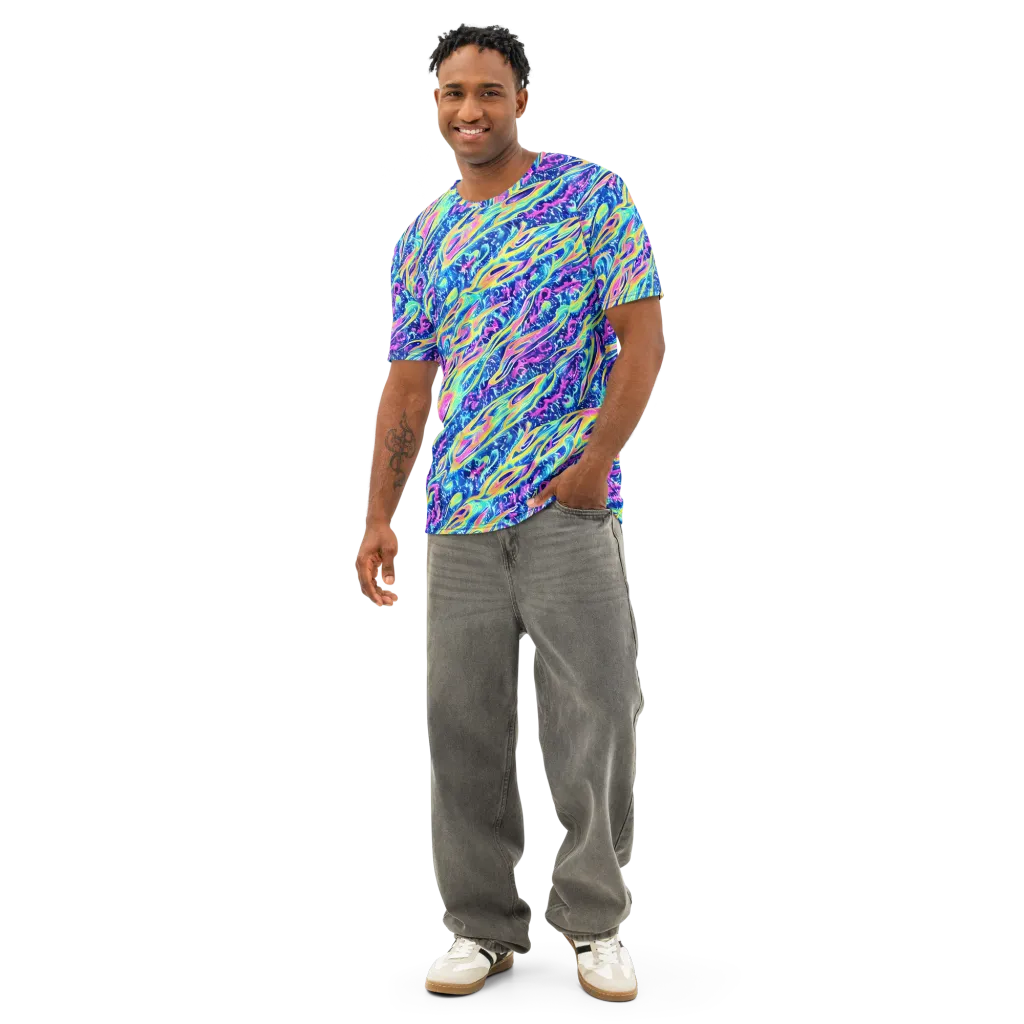 Luminous Rapids on Men's Cotton Crew Neck T-Shirt — Front