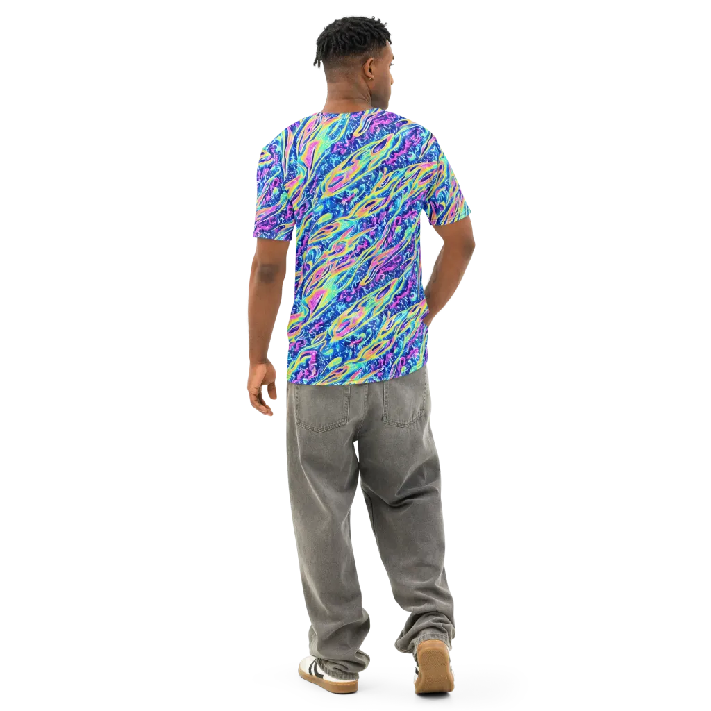Luminous Rapids on Men's Cotton Crew Neck T-Shirt — Back