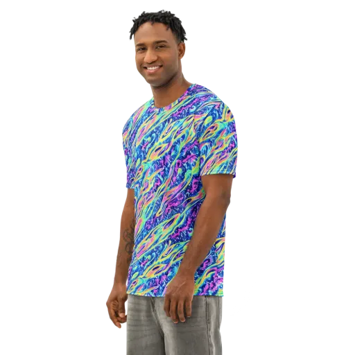 Luminous Rapids on a Men's Cotton Crew Neck T-Shirt