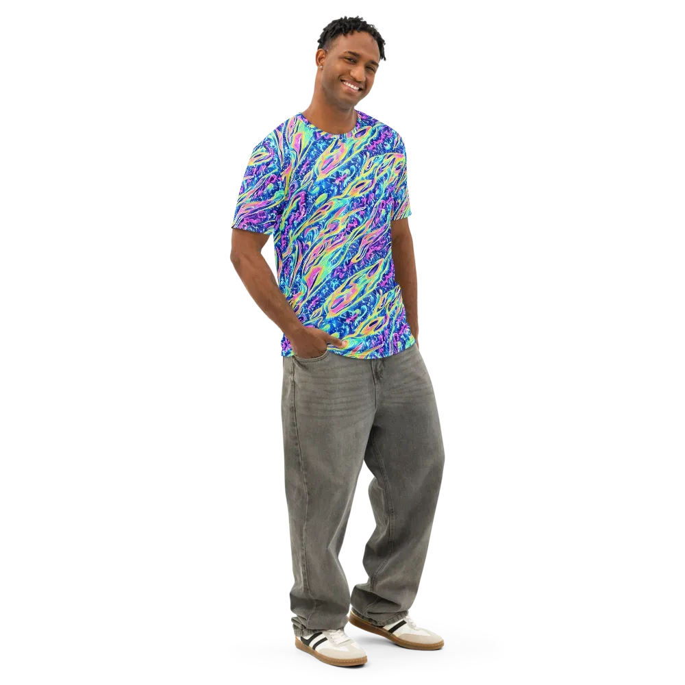 Luminous Rapids on Men's Cotton Crew Neck T-Shirt — Right Front