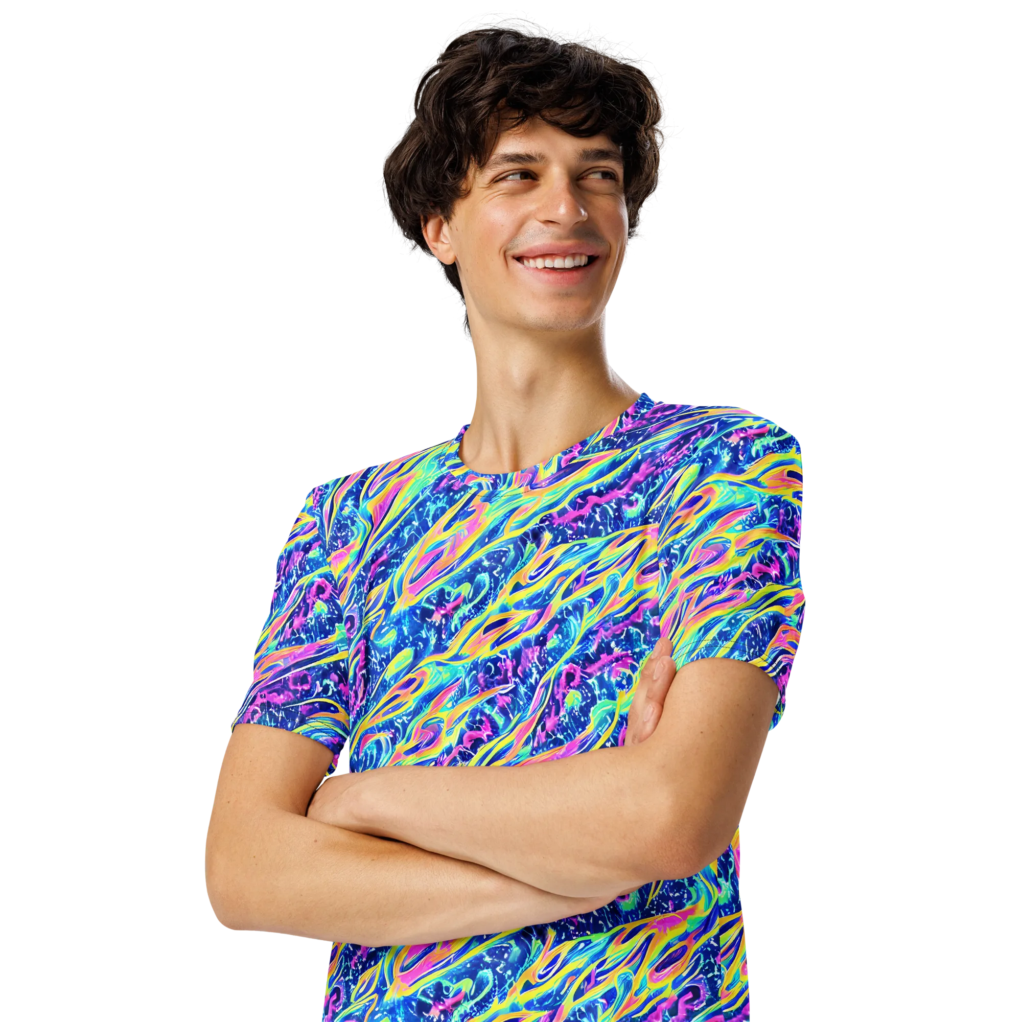 Luminous Rapids on Men's Crew Neck T-Shirt — Left Front