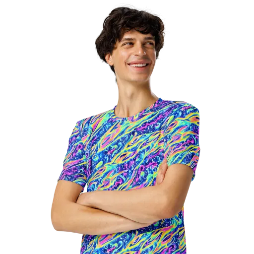 Luminous Rapids on a Men's Crew Neck T-Shirt