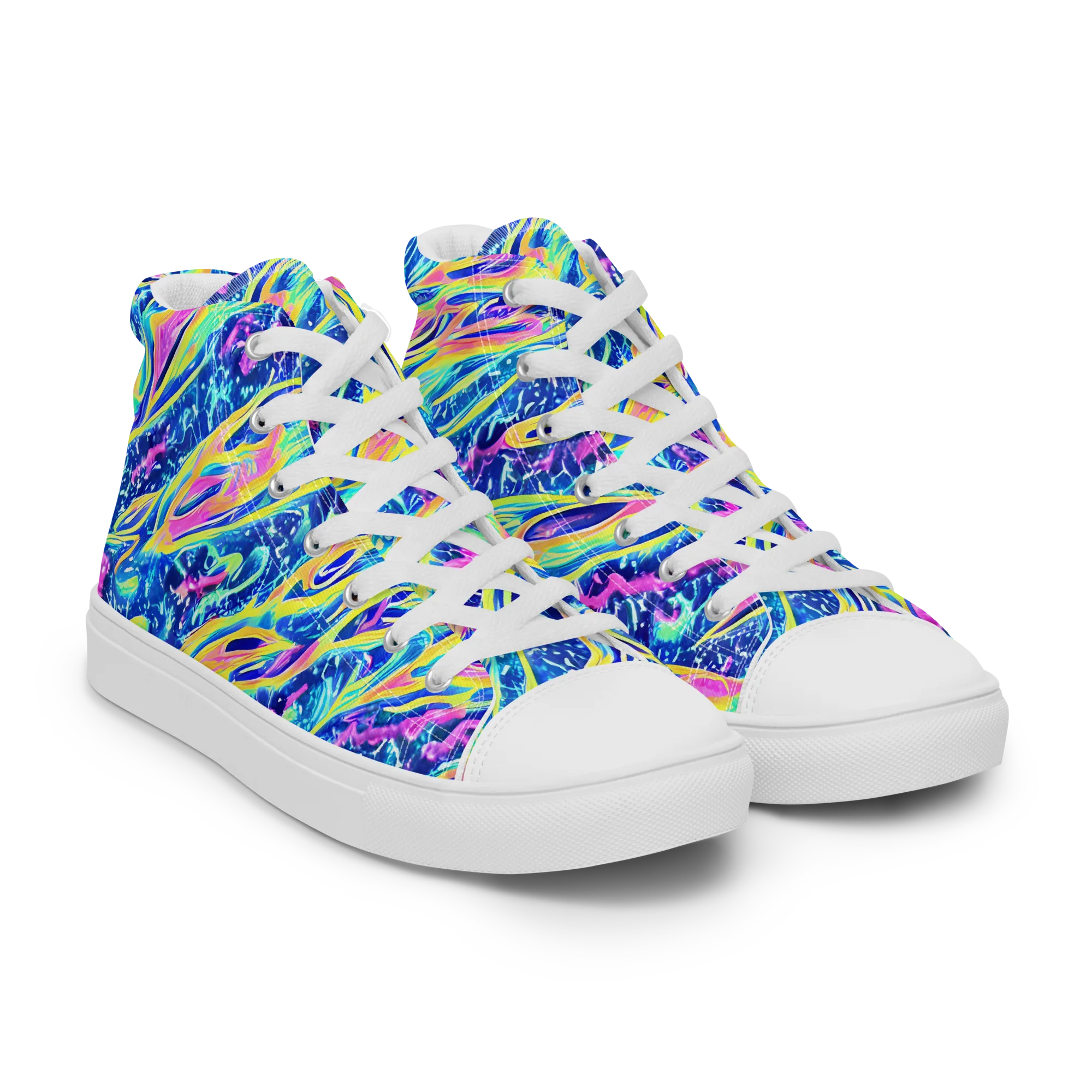 Luminous Rapids on Men's High Top Canvas Shoes — Right Front