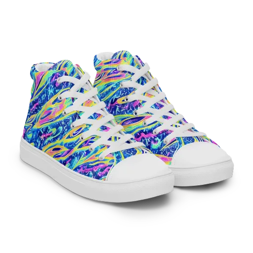 Luminous Rapids on a Men's High Top Canvas Shoes