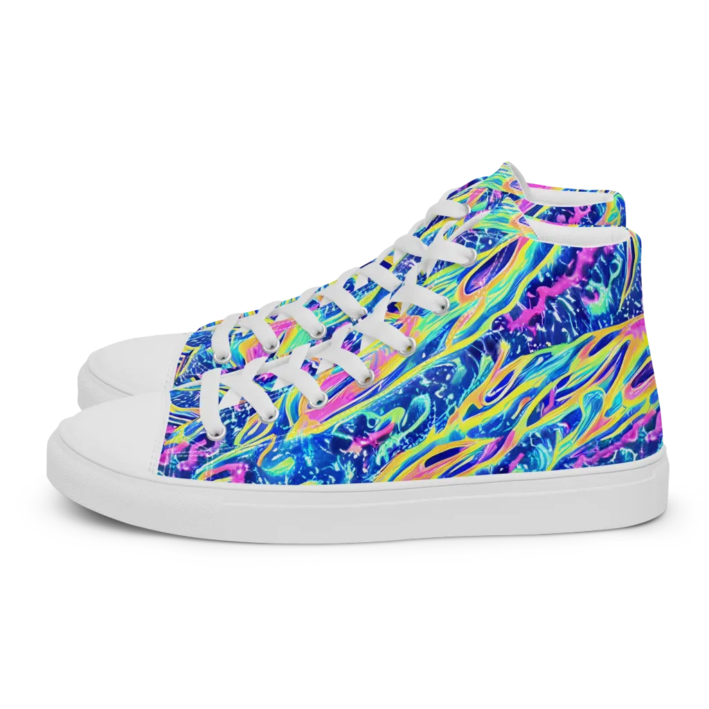 Luminous Rapids on Men's High Top Canvas Shoes — Left