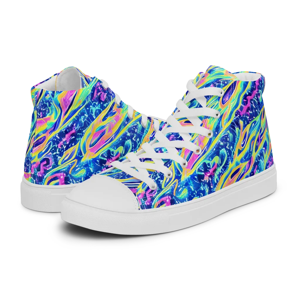 Luminous Rapids on Men's High Top Canvas Shoes — Left