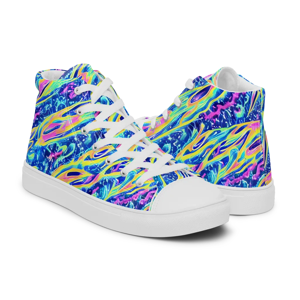 Luminous Rapids on Men's High Top Canvas Shoes — Right