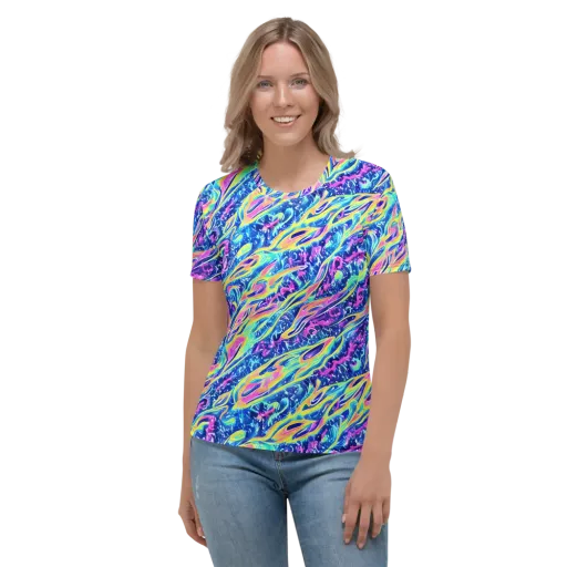 Luminous Rapids on a Women's Crew Neck T-Shirt
