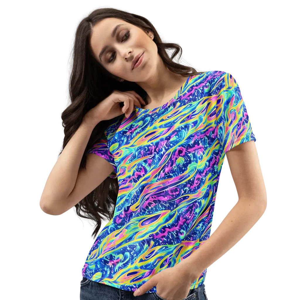 Luminous Rapids on Women's Crew Neck T-Shirt — Left Front