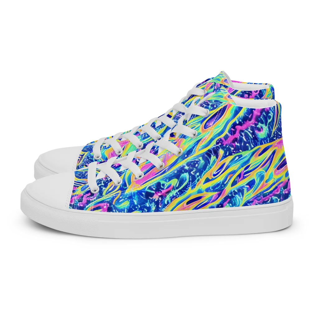 Luminous Rapids on Women's High Top Canvas Shoes — Left