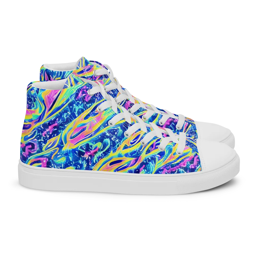 Luminous Rapids on Women's High Top Canvas Shoes — Right