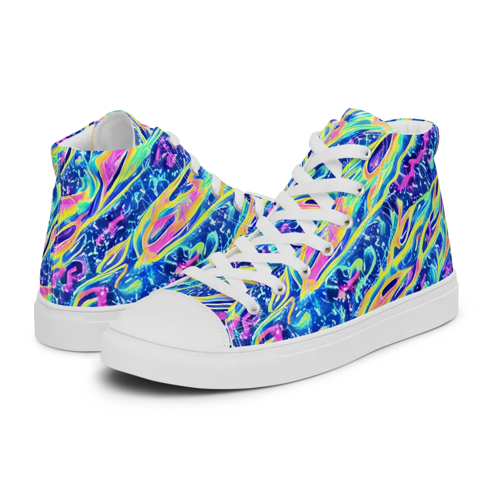 Luminous Rapids on Women's High Top Canvas Shoes — Left
